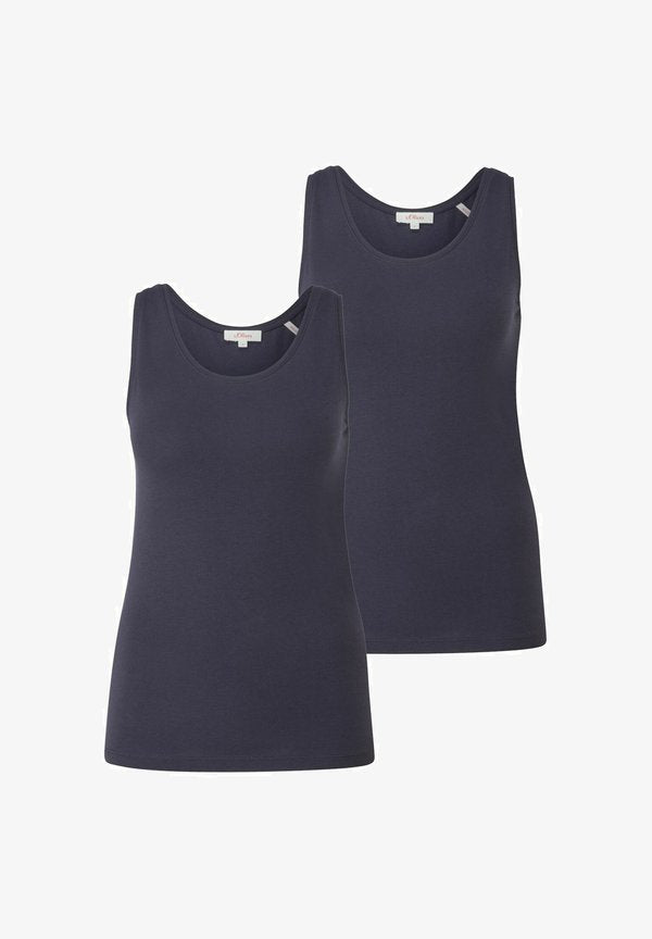 s.Oliver DAMEN TOP BREITE TRÄGER RUNDER AUSSCHNITT BASIC 2ER PACK - Top - navy