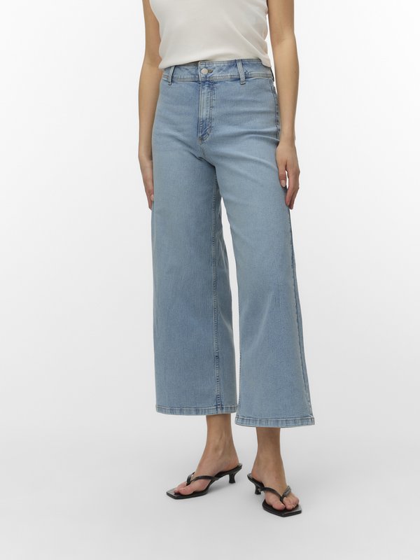 Vero Moda VMLARONE CROPPED - Wide Leg - light blue denim