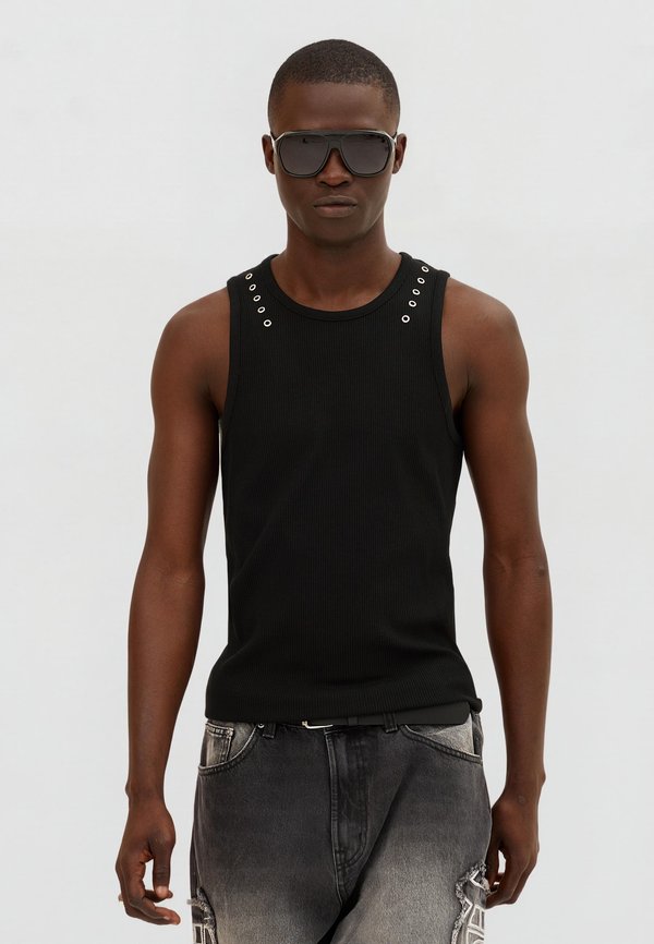 Bershka EYELET TANK - TOP - Jumper - black