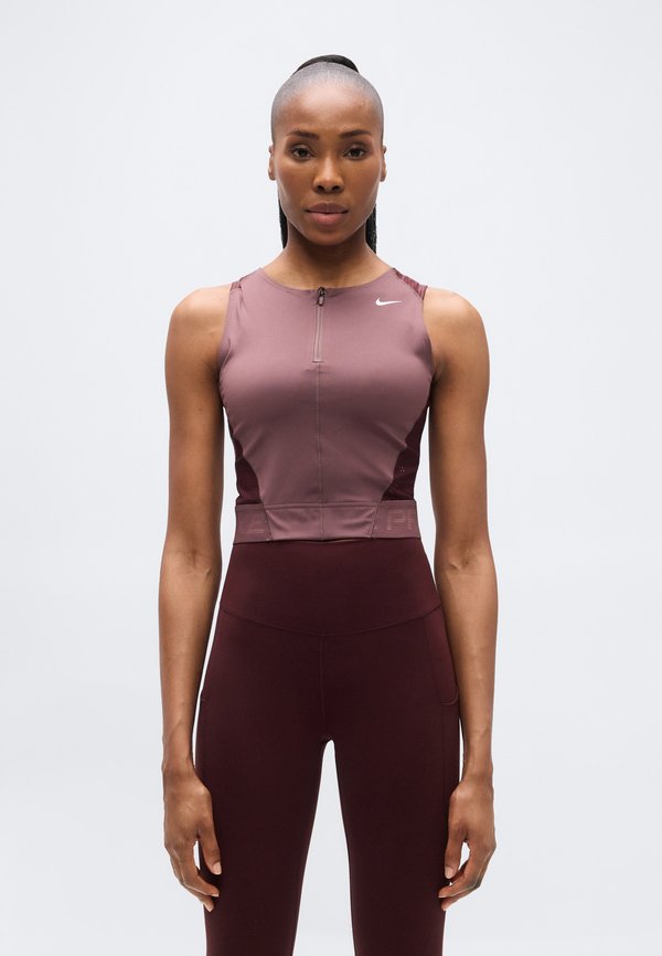 Nike Performance TANK - Top - tattoo/burgundy crush/white