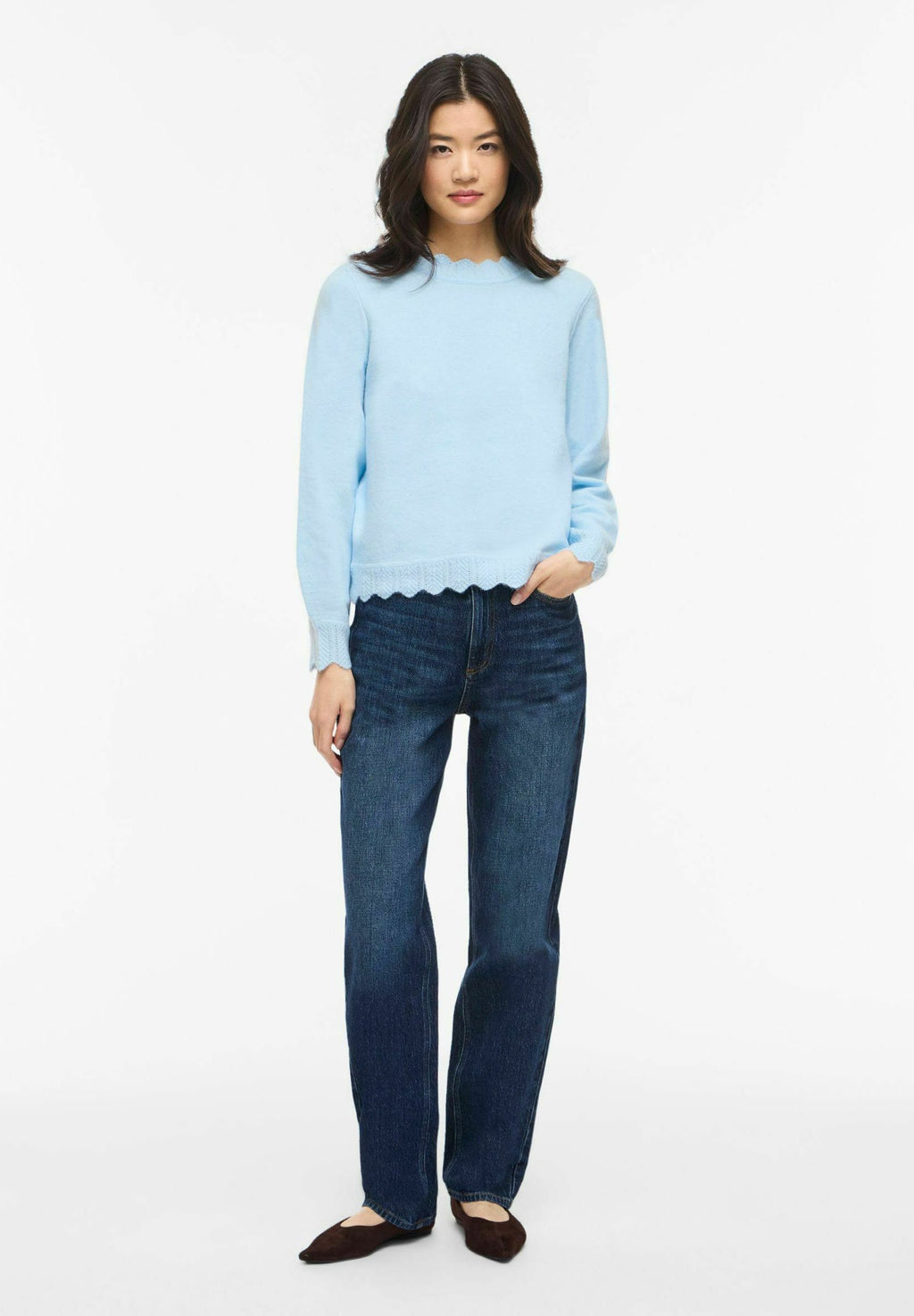VILA VINIKOLINA O-NECK L/S KNIT TOP - NOOS