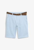 TOM TAILOR TOM TAILOR HOSEN & CHINO REGULAR CHINO SHORTS MIT GÜRTEL - Shorts - light blue grey