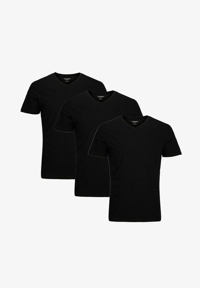 Jack & Jones 3ER PACK - Basic T-shirt - schwarz