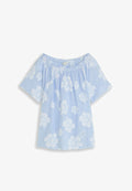 TOM TAILOR BLUSE MIT STREIFEN AUS JACQUARD - Blouse - blue flower dobby