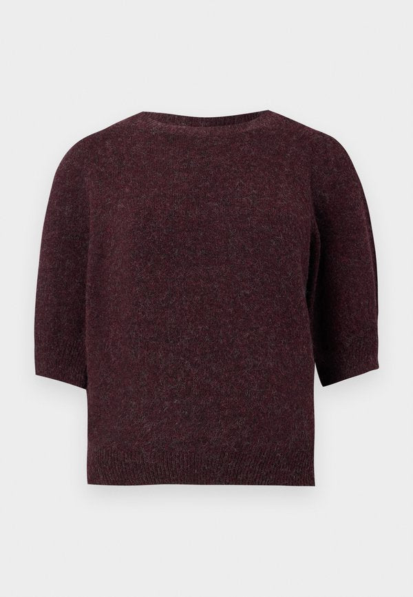 Vero Moda VMDOFFY 2/4 O-NECK PULLOVER GA NOOS - Basic T-shirt - winetasting/black