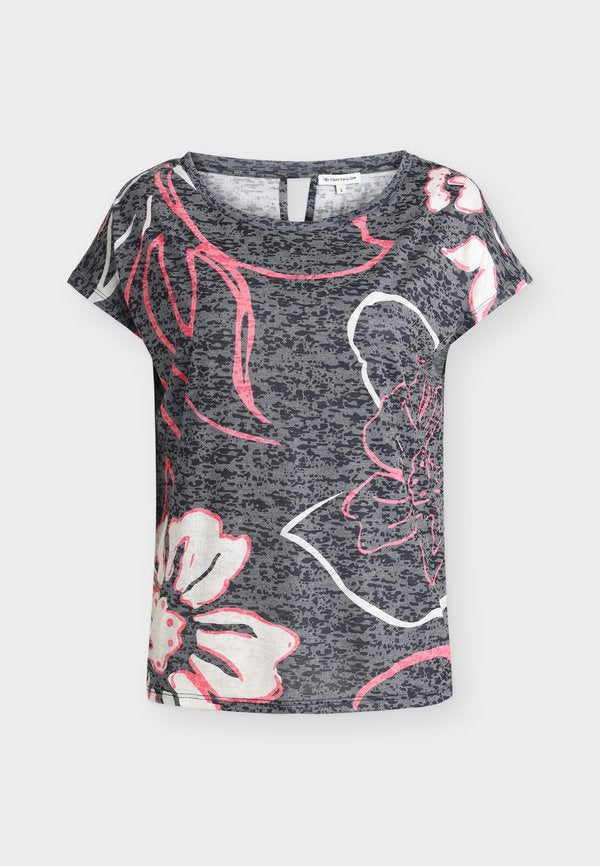 TOM TAILOR BURN OUT WITH ARTWORK - Print T-shirt - sky captain blue