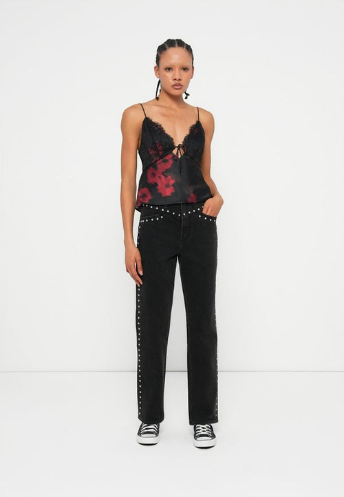 Abercrombie & Fitch WASHED BLACK STUDDED STRAIGHT