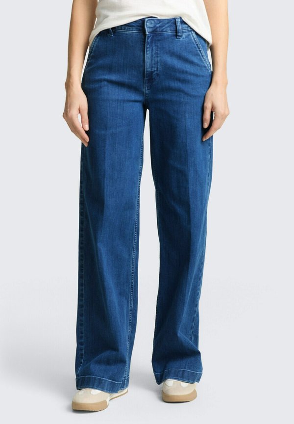 TOM TAILOR TTMADINA WIDE LEG FIT - Wide Leg - mid stone bright blue denim