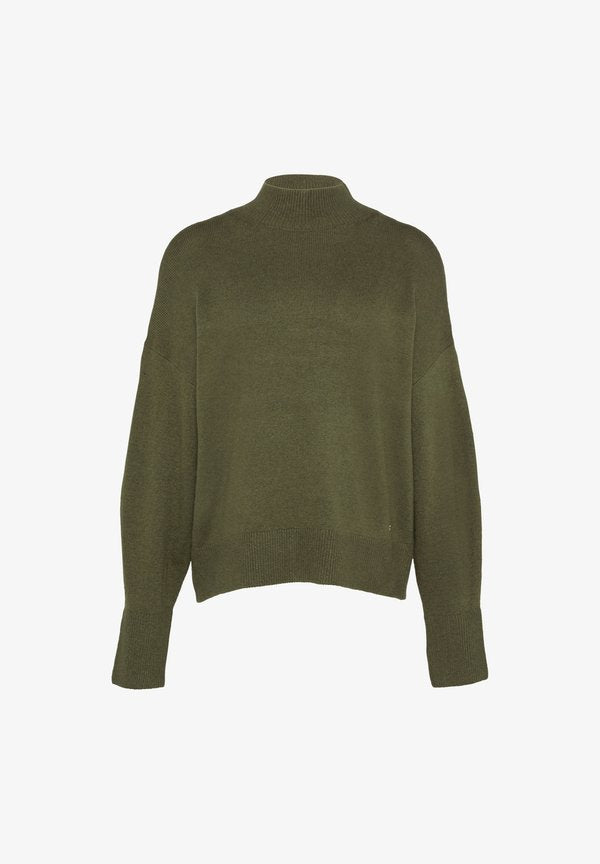 s.Oliver MIT STEHKRAGEN - Jumper - olivgrün