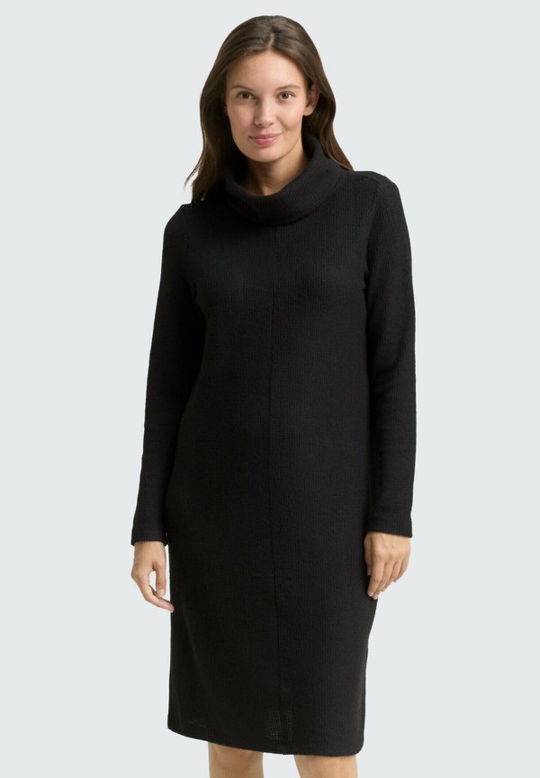 TOM TAILOR COSY MIT WAFFELSTRUKTUR - Jumper dress - deep black