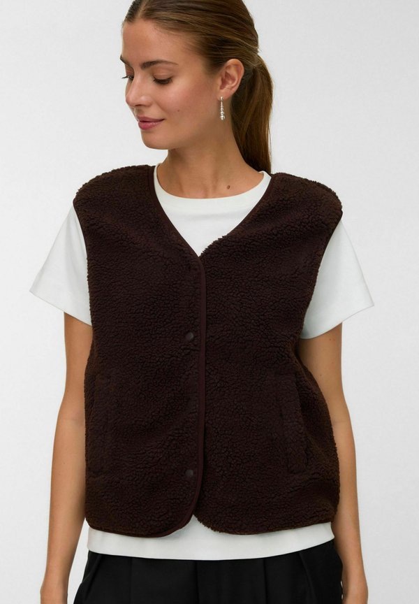 Vero Moda VMJOSEFINE SL TEDDY GILET EXP - Waistcoat - black coffee
