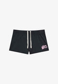 Bershka PLUSH EMBROIDERED - SHORTS - Tracksuit bottoms - dark blue