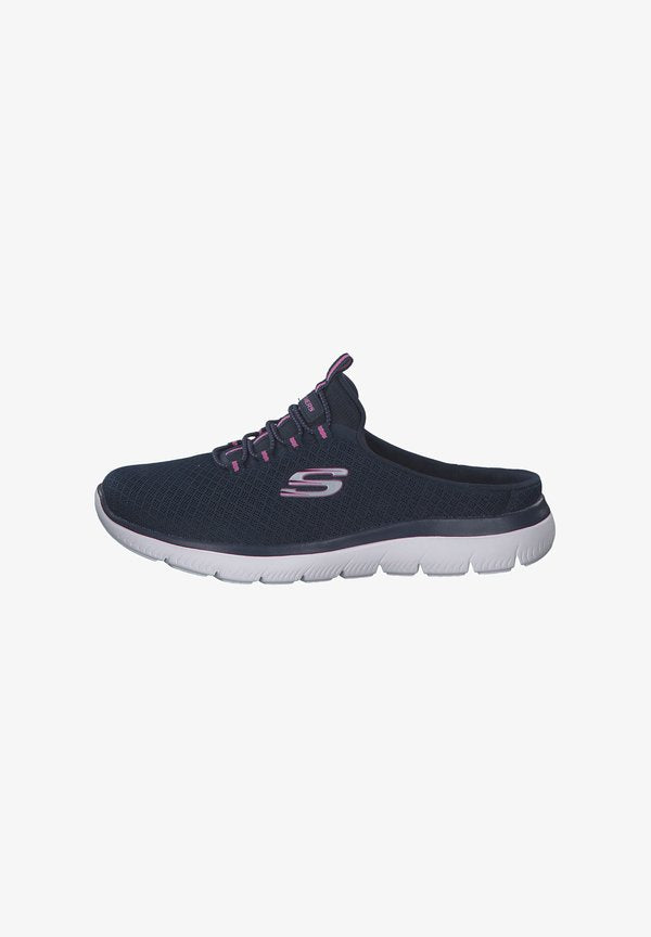 Skechers SUMMITS - Mules - navy mesh hot pink trim