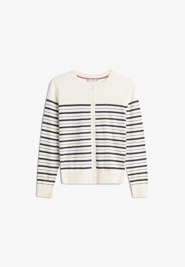 Tommy Hilfiger CO JERSEY FINE GG C-NK LS CARDI - CO JERSEY FINE GG - Cardigan - ecru marine