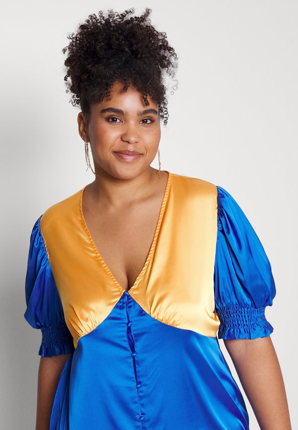 IN THE STYLE CURVE BLOCK COLOUR MIDI DRESS