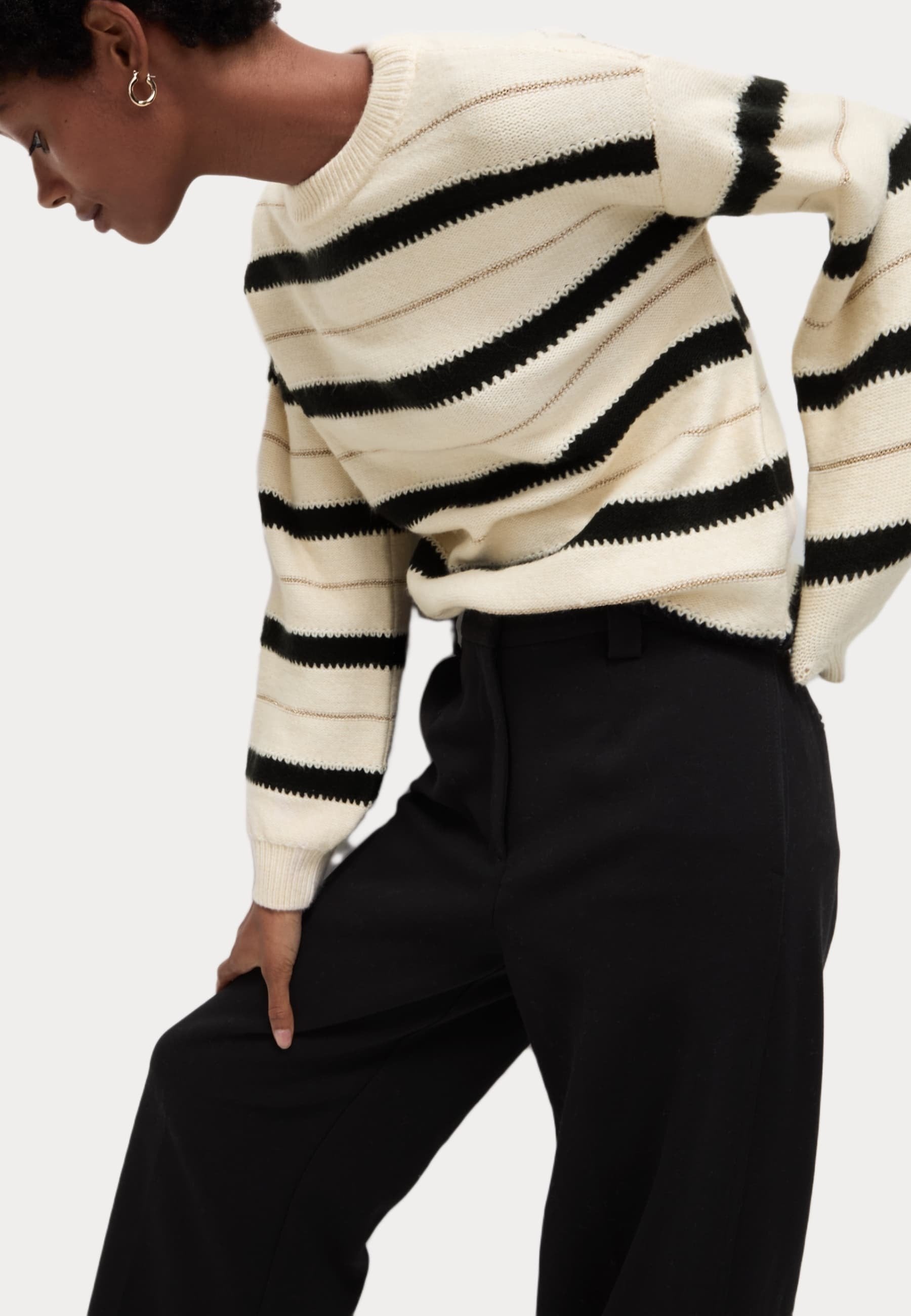 Marks & Spencer CLOUD-YARN STRIPED CREW NECK