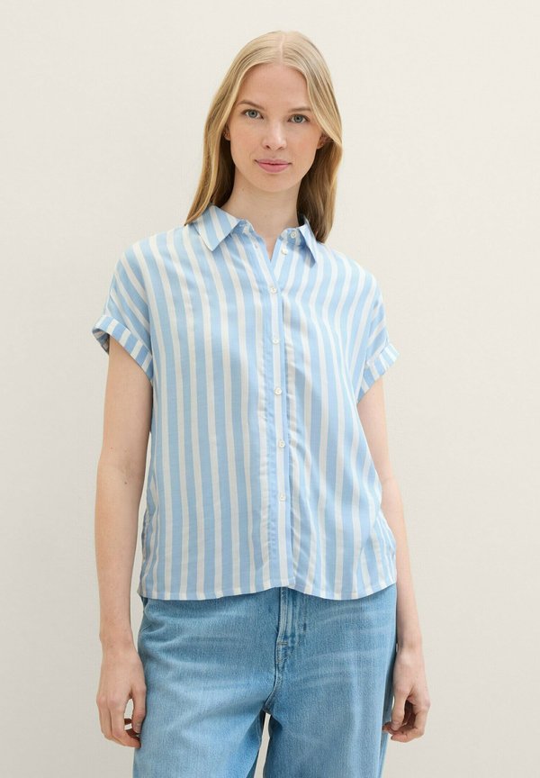 TOM TAILOR Button-down blouse - offwhite blue vertical stripe