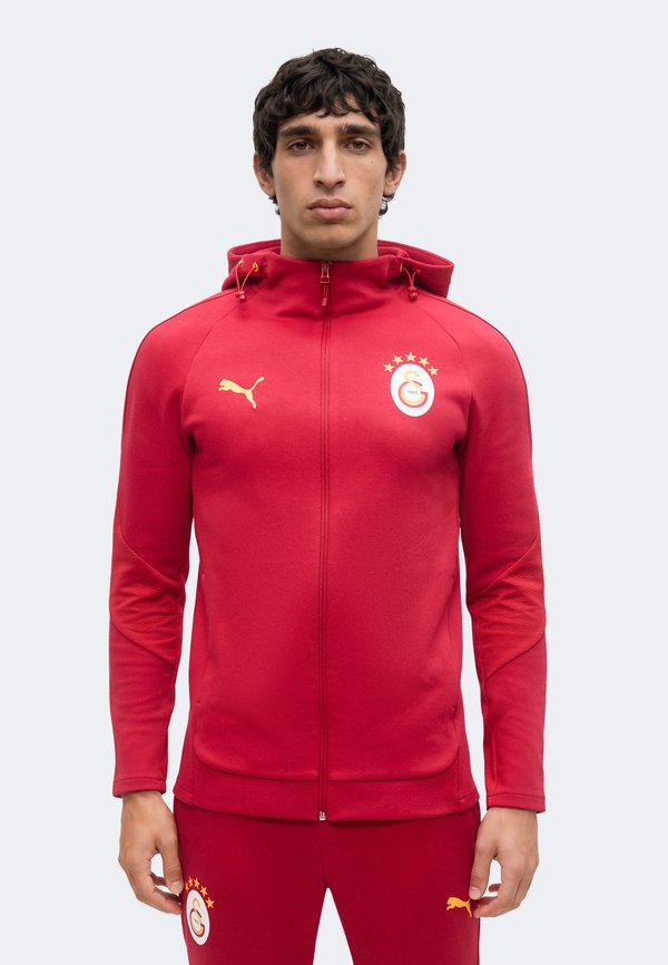 Puma GALATASARAY SK EVOSTRIPE HOODED JACKET - Club wear - dark cherry/summer sunset