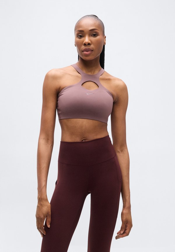 Nike Performance BRA - Medium support sports bra - tattoo/burgundy crush