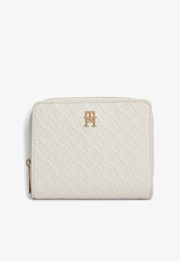 Tommy Hilfiger HILFIGER ICON DEBOSSED ZIP-AROUND FLAP WALLET - Wallet - soft cream