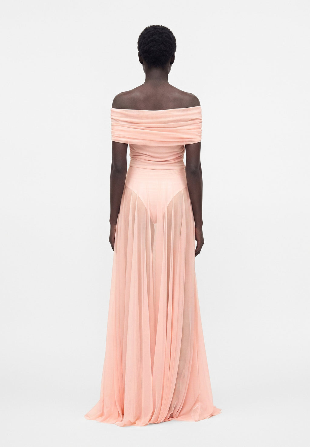 Norma Kamali COWL NECK OFF SHOULDER COMBO FLARED GOWN