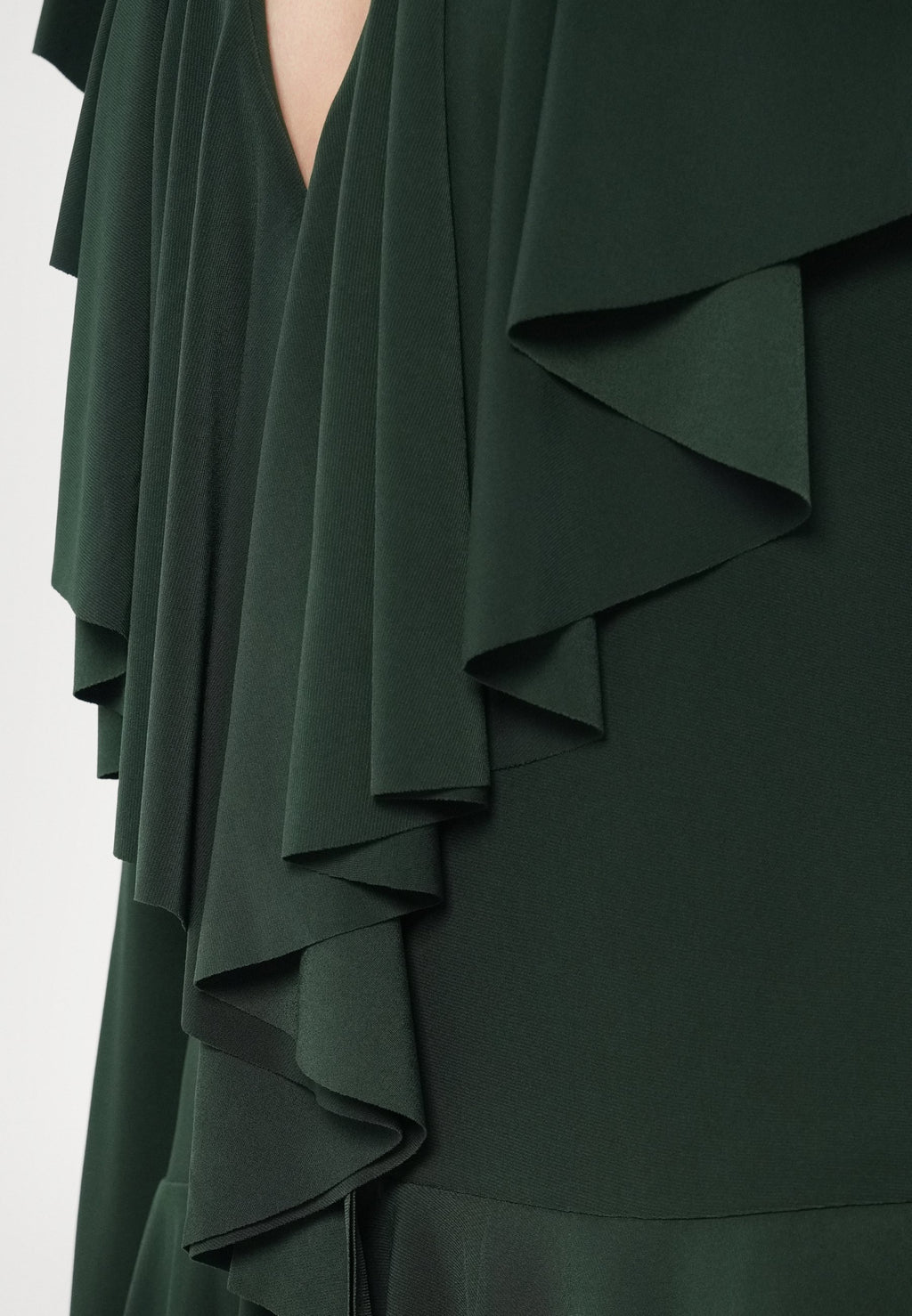 Norma Kamali LONG SLEEVE DEEP V RUFFLE DRESS