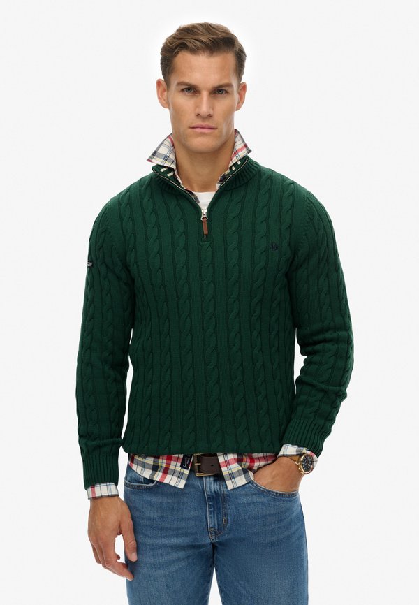 Superdry & Co CLASSIC CABLE HALF-ZIP - Jumper - forest green