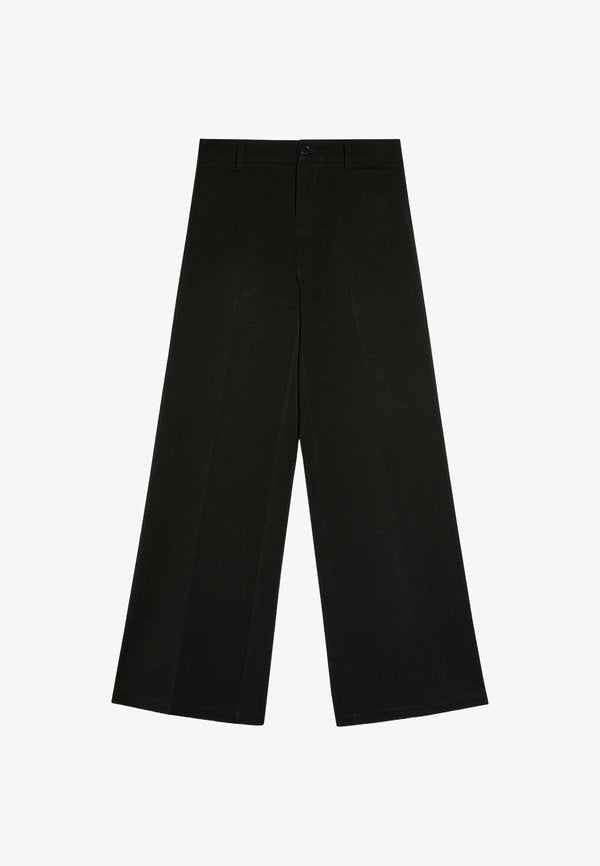 Bershka WIDE-LEG - TROUSERS - Trousers - black