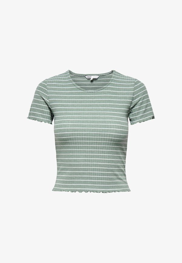 ONLY ONLEMMA STRIPE - Print T-shirt - jadeite stripes:cloud dancer