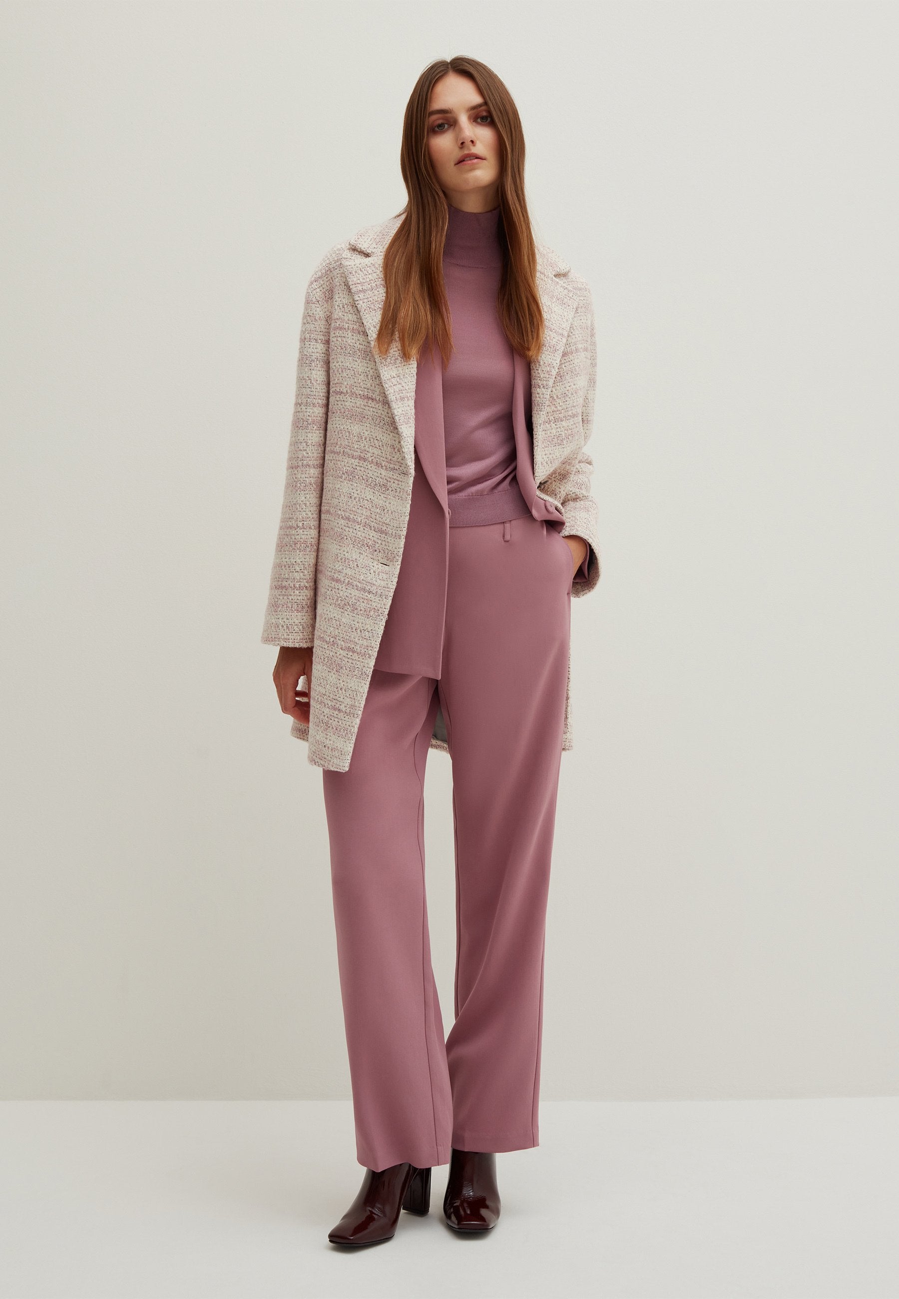 Stefanel TWEED-EFFECT, SINGLE-BREASTED COAT.