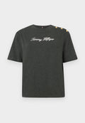 GOLD-TONE BUTTON LOGO EMBROIDERY RELAXED T-SHIRT Media 1