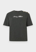 Tommy Hilfiger GOLD-TONE BUTTON LOGO EMBROIDERY RELAXED T-SHIRT