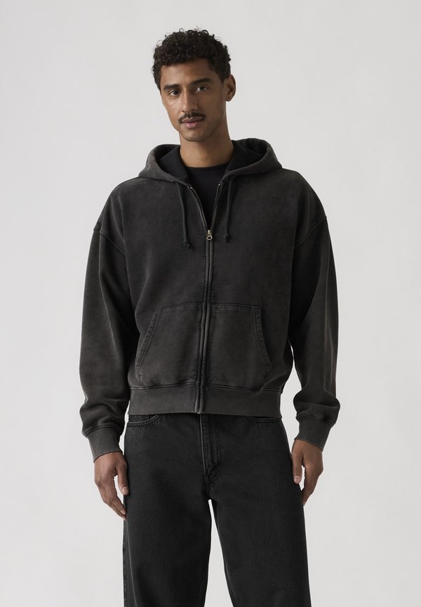 Levi's® HAYES BOXY FULL ZIP - Zip-up sweatshirt - grunge wash jet black