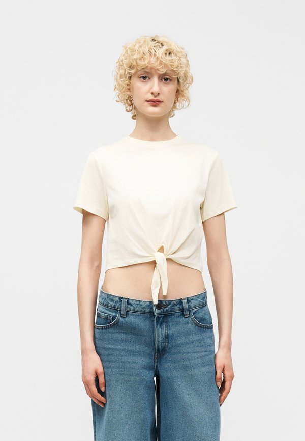 ONLY ONLMAY SHORT KNOT BOX - Print T-shirt - lemon icing