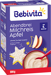 Abendbrei Milch Milchreis mit Apfel ab dem 5. Monat Bebivita