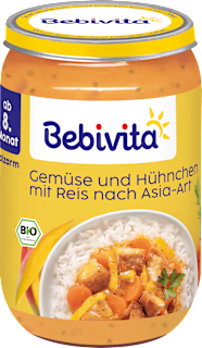 Menü Gemüse-Reis mit Hühnchen nach asiatischer Art, ab dem 8. Monat Bebivita