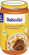 Menü Gemüse-Reis mit Rindfleisch, ab dem 12. Monat Bebivita