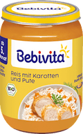 Menü Reis mit Karotten und Pute ab dem 5. Monat Bebivita