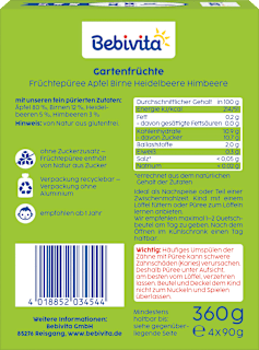 Quetschie Bärenstark Gartenfrüchte ab 1 Jahr (4x90 g) Bebivita