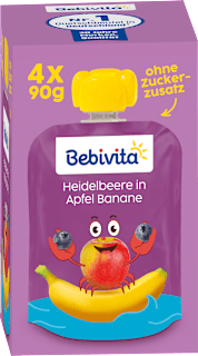 Quetschie Heidelbeere in Apfel Banane ab 1 Jahr (4x90 g) Bebivita