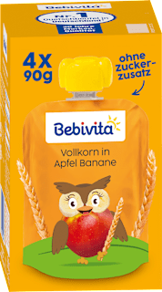 Quetschie Vollkorn in Apfel Banane, ab 1 Jahr (4 x 90g) Bebivita