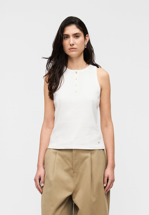Tommy Hilfiger GOLD-TONE BUTTON SLEEVELESS HENLEY TOP - Top - ecru