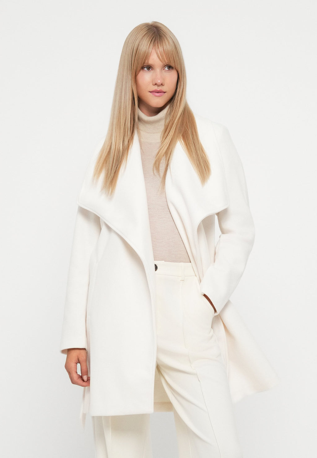 VILA VICOOLEY COLLAR BELT COAT