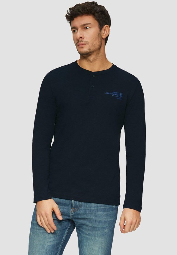 s.Oliver MIT HENLEY AUSSCHNITT - Long sleeved top - navy