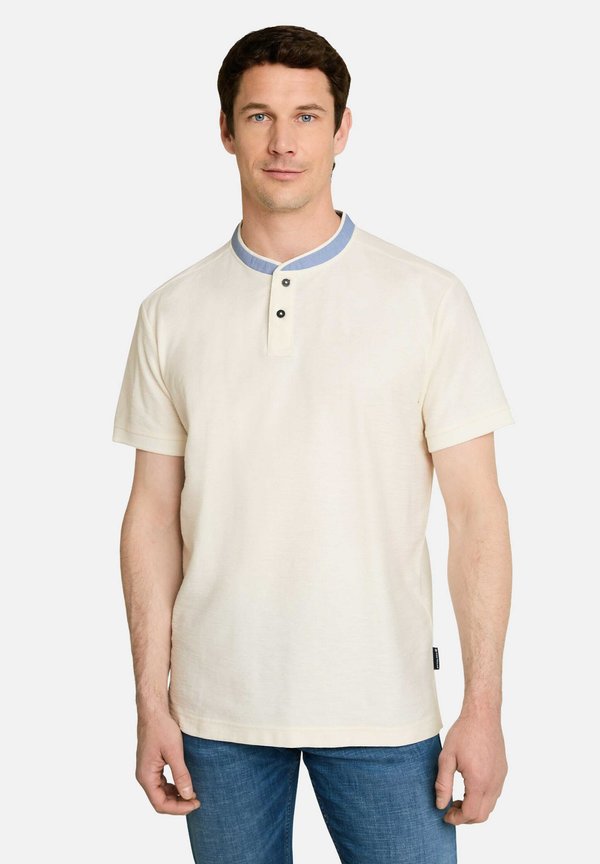 TOM TAILOR POLOSHIRT MIT STEHKRAGEN - Basic T-shirt - gardenia white