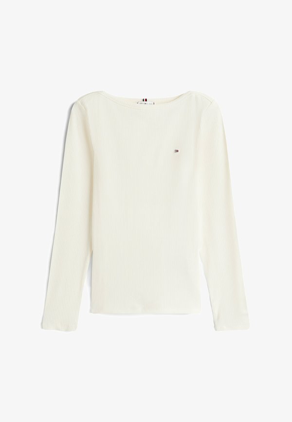 Tommy Hilfiger RIBBED SLIM BOAT NECK LONG SLEEVE T-SHIRT - Long sleeved top - ivory silk