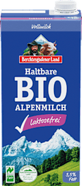 Milch, haltbare Alpenmilch, 3,5% Fett, laktosefrei Berchtesgadener Land