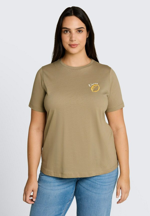TOM TAILOR TOM TAILOR T-SHIRT PLUS SIZE - T-SHIRT MIT PRINT - Print T-shirt - silver olive