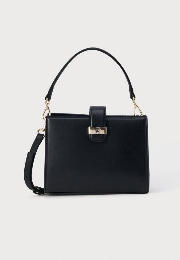 Tommy Hilfiger HERITAGE TH MONOGRAM PLAQUE SATCHEL - Handbag - black