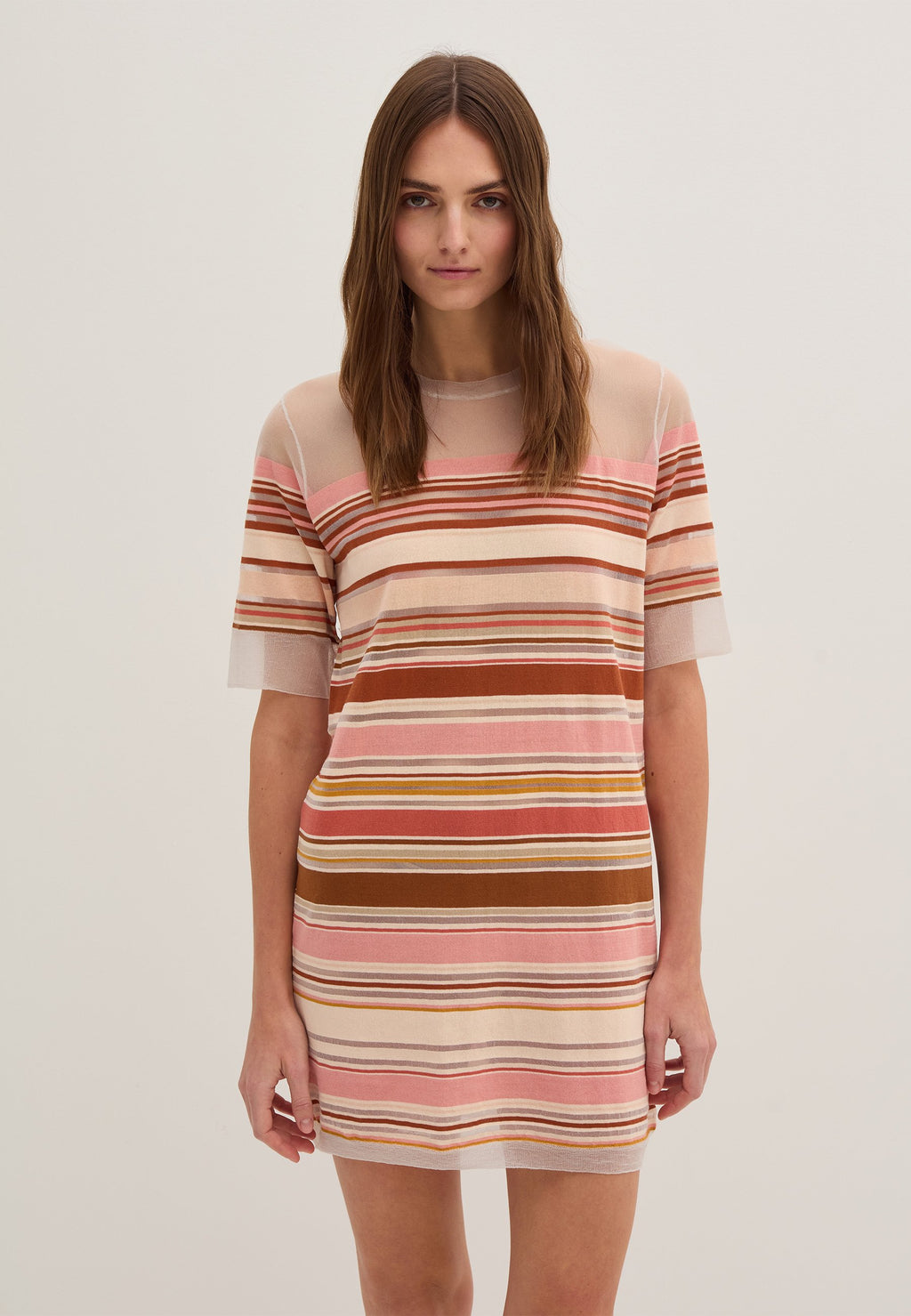 Stefanel SHORT STRIPED SHEER EFFECT